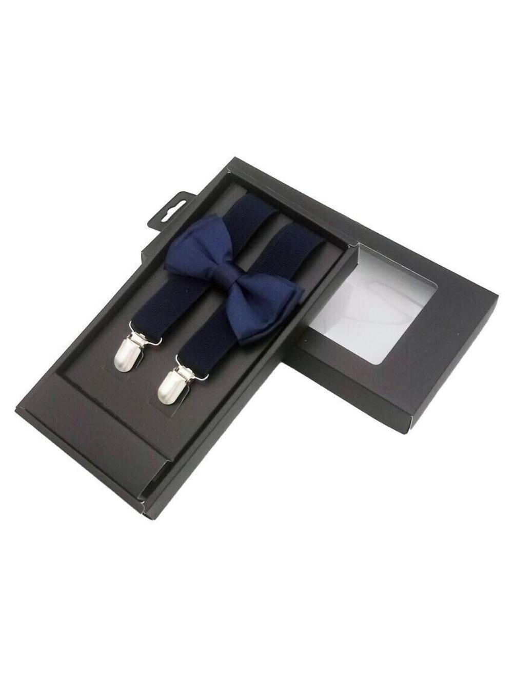 Elastic & Adjustable Suspender & Bow Tie Set for Boys Girls Children - Blue